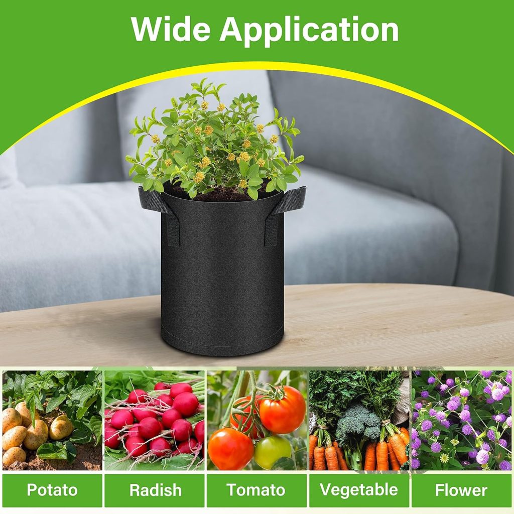 Fabric Pots with Handles, Suitable for Garden Fruits, Vegetables and Flowers